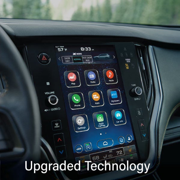 An 8-inch available touchscreen with the words “Ugraded Technology“. | Stevens Creek Subaru in Santa Clara CA