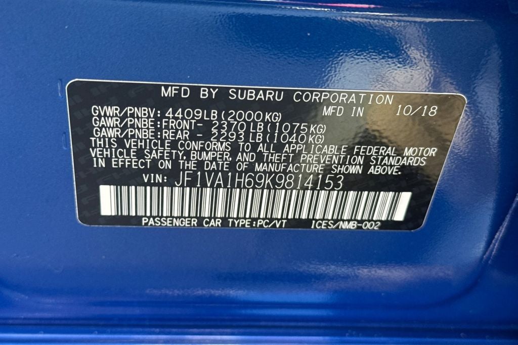 2019 Subaru WRX Limited