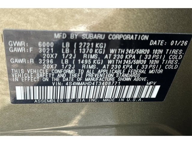 2026 Subaru Ascent Limited Bronze Edition 7-Passenger