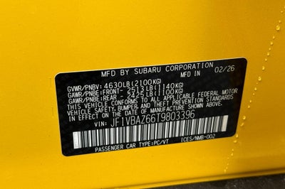 2026 Subaru WRX Series.Yellow