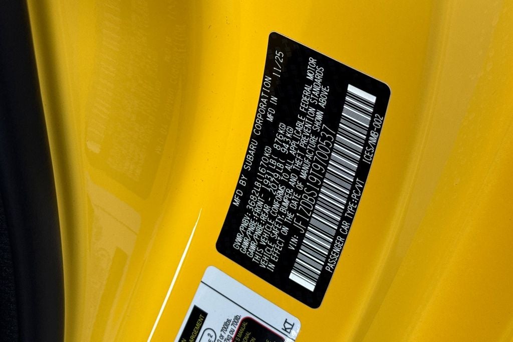 2026 Subaru BRZ Series. Yellow