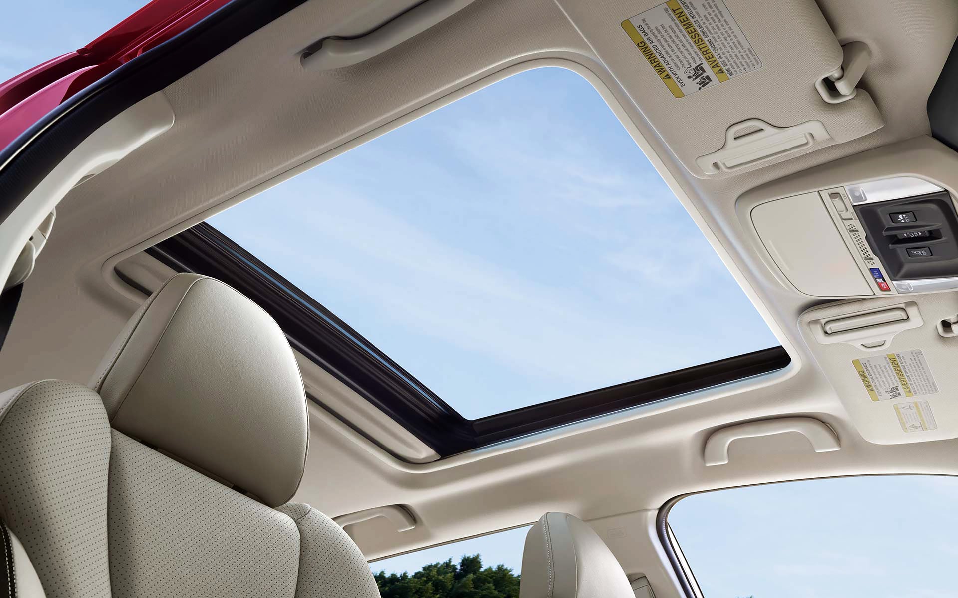 A view through the power sliding panoramic moonroof on the 2022 Forester Sport. | Stevens Creek Subaru in Santa Clara CA