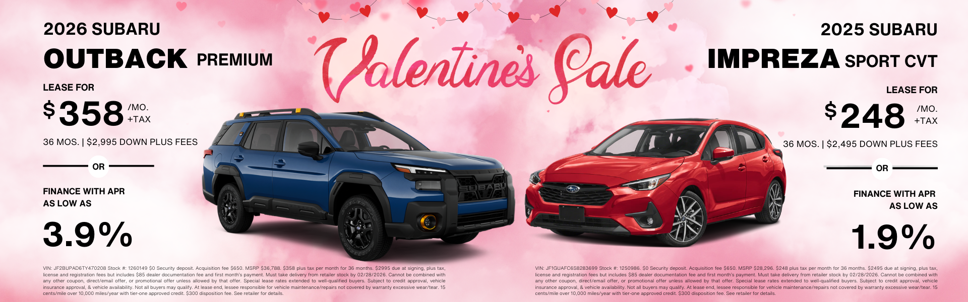 2026 Outback Premium & 2025 Impreza Sport CVT