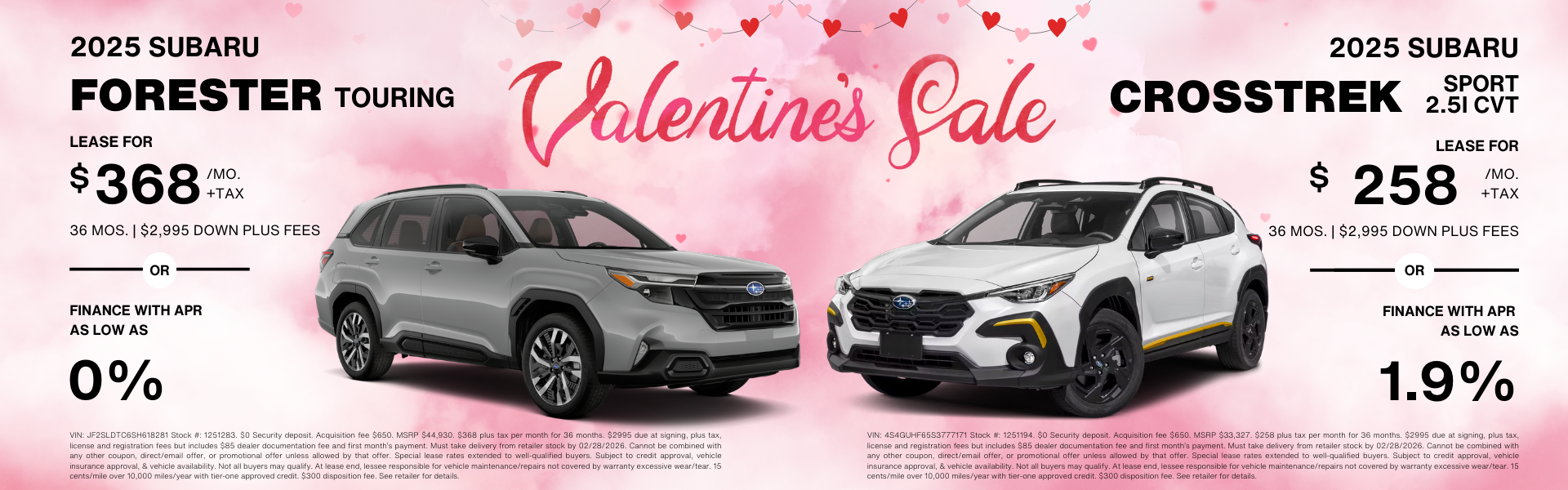 2025 Forester Touring & 2025 Crosstrek Sport 2.5I CVT