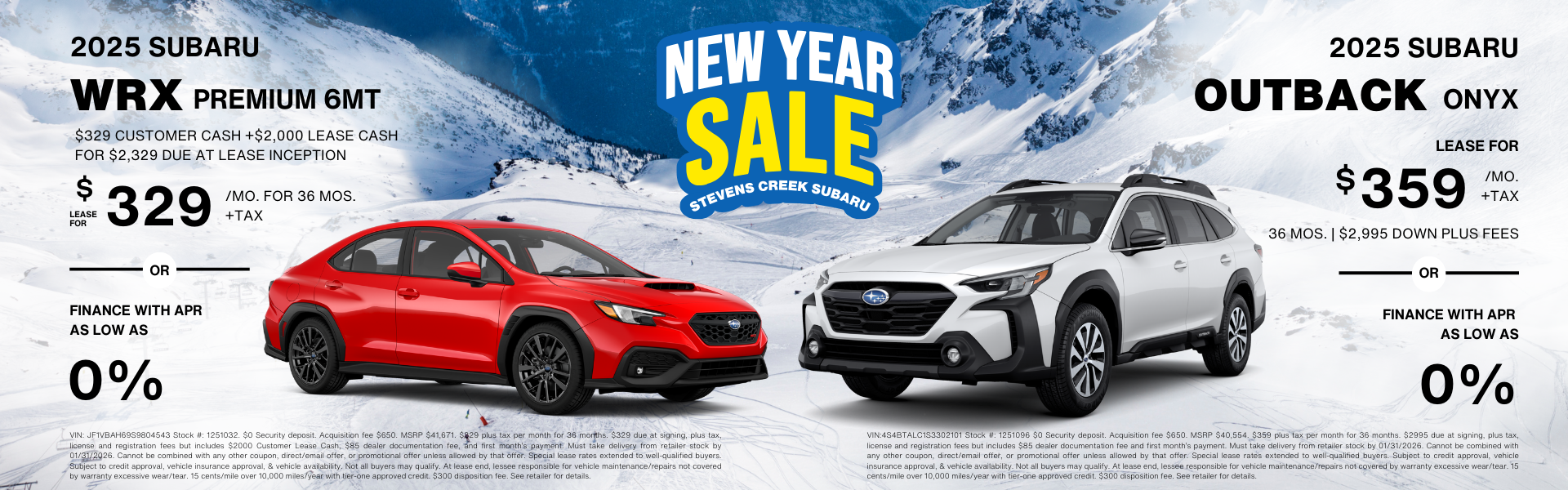 2025 WRX and 2025 Outback