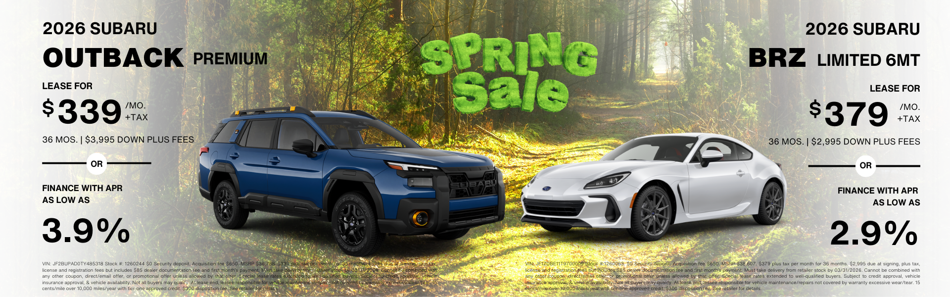 2026 Outback Premium & 2025 Impreza Sport CVT