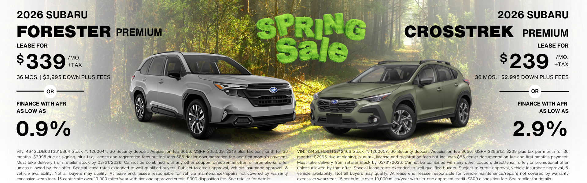 2025 Forester Touring & 2025 Crosstrek Sport 2.5I CVT