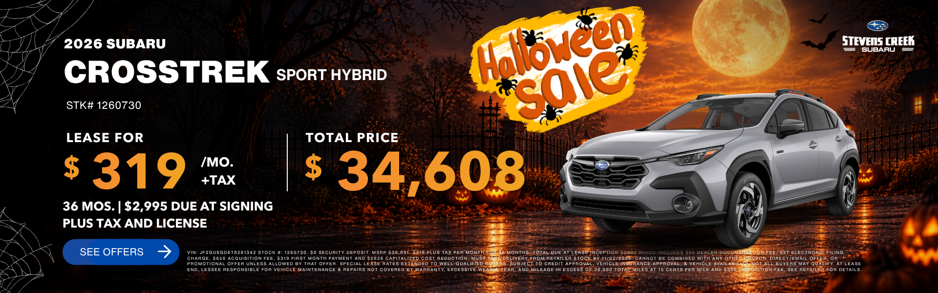 2026 Crosstrek Sport Hybrid lease for $319/mo plus tax 